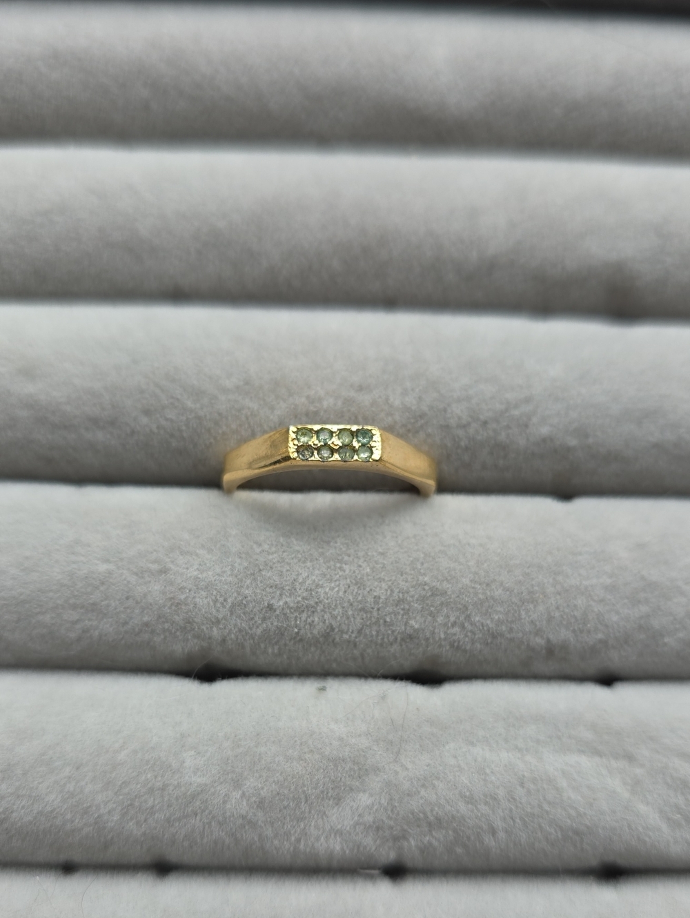 18k Gold Plated Women's Ring with Green Gem Accents